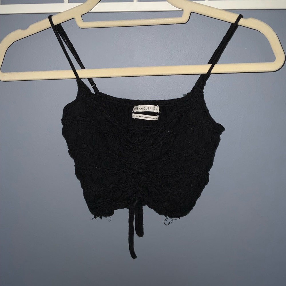 UO Smocked Tie Front Top
